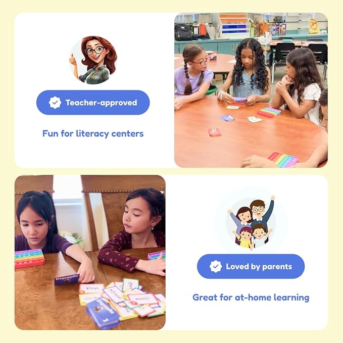 THE FIDGET GAME Science of Reading Flash Cards & Popping Mats - Master Digraphs & Syllables - Engaging Educational Kit for Dyslexia & Young Readers, Grades 1-3