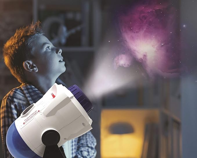 LEXiBOOK, 2-in-1 Constellations and Images Planetarium Projector, 24 Images to Discover Space, 2 Constellation Domes, STEM, White/Blue, NLJ180