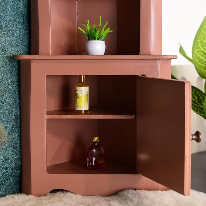 1/12 Scale Miniature Wooden Dollhouse Corner Cabinet for Bedrooms and Living Rooms Dollhouse Furniture Decor for 3+