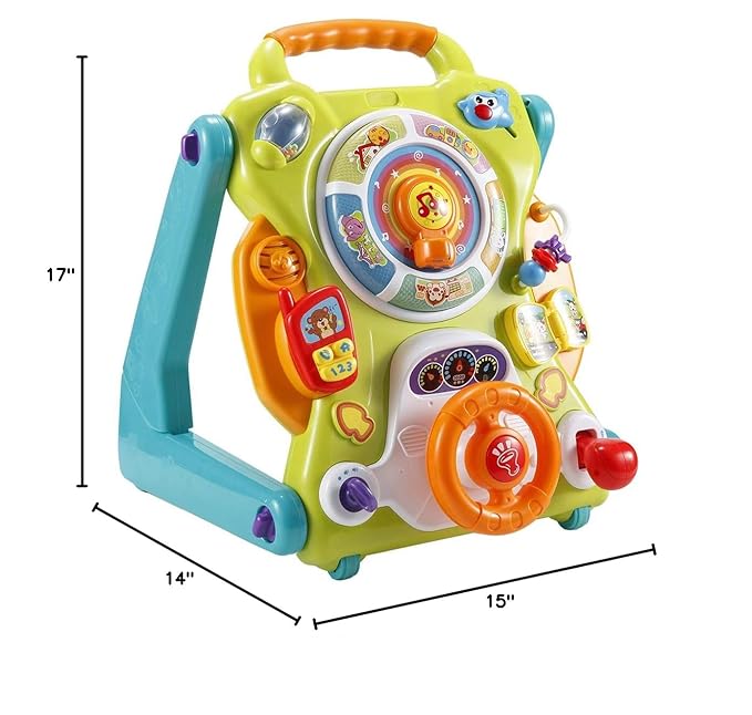 NuoPeng 3-in-1 sit-to-Stand Baby Walker, an All in 1 Learning Walker, Entertainment Table, Drawing Board for Infant Development (Yellow/Green)