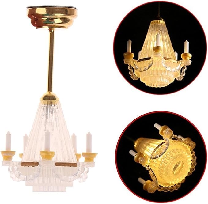 LUOZZY 3 Pcs Dollhouse Chandelier Light Ceiling Candle Chandelier Miniature Chandeliers for Dollhouse Led Chandelier