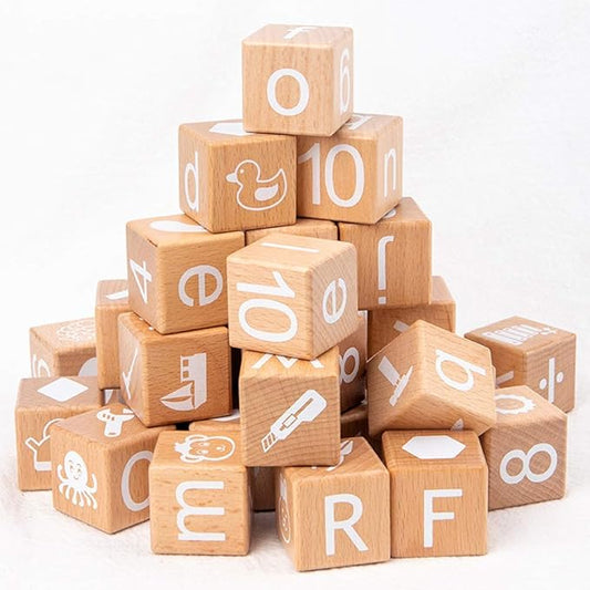 Wooden Blocks,ABC Building Blocks,Wooden Alphabet Baby Blocks,Counting & Building Block Set,Blocks Toys for 3+ Year Old,1.18inch,Gifts