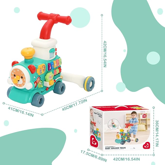 3 in 1 Baby Walker Activity Center Learning Fist-Step Push Toys, Sit-to-Stand Learning Walker Early Educational with Music Panel for Infant Toddler 6+ Months