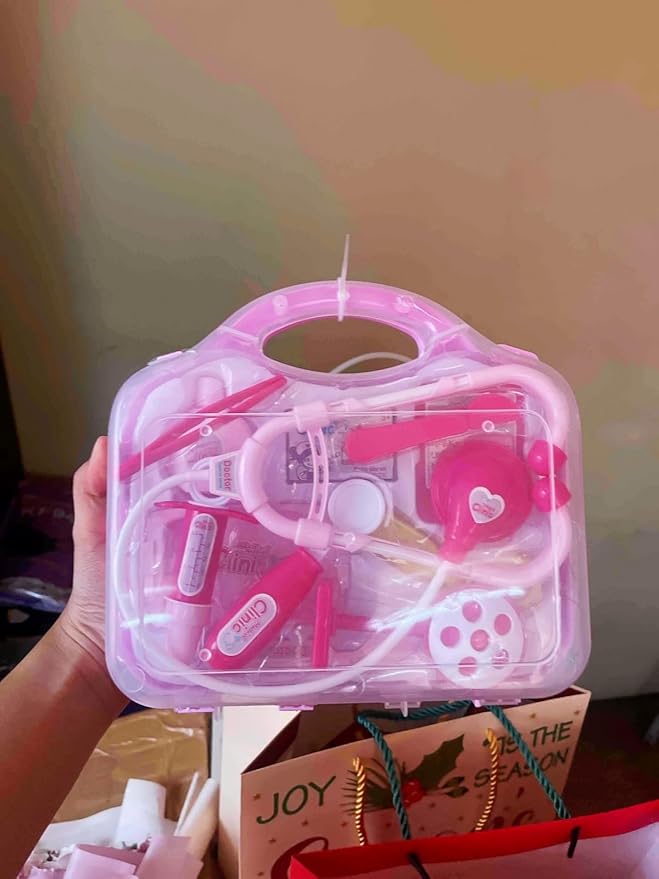 Toddler Doctor Kit - 12 Pieces & Carry Case - Dr Pretend Play Medical Toys, Kids Doctor Play Set for 3 4 5 6 7 8 Year Old Girl Birthday Gifts (Pink)