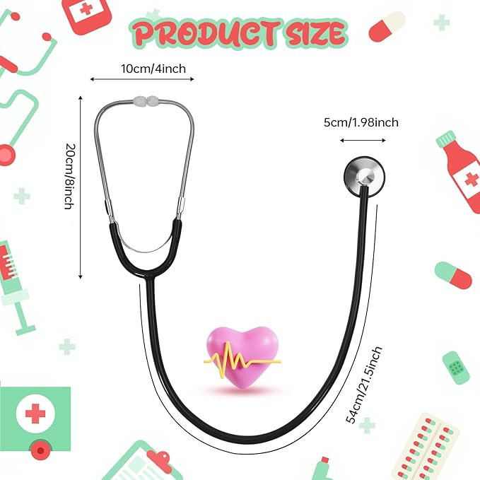 Kids Stethoscope Toy, 2 Pack Real Working Stethoscope for Kids, Toy Doctor Kit for Toddler 3 4 5, Boys Girls Nurse Cosplay Costume Accessories