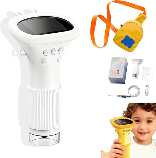 Lens Microscope Toy, Handheld Digital Microscopes, HD Pocket Portable Mini USB Microscopes Camera, 2" IPS Screen 1000X Microscope for Kids, Science Edu Fun Birthday Gifts Toys for Children (White)