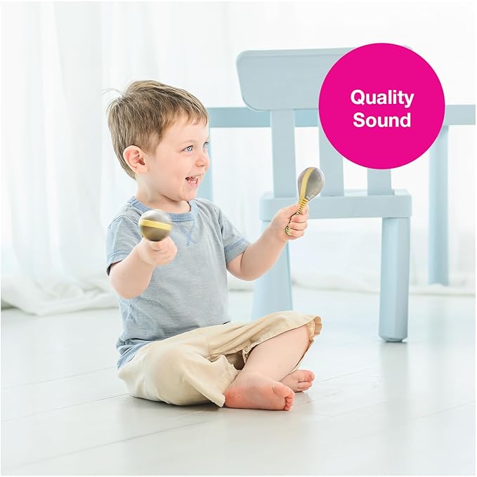 Edushape Maracas for Baby Set of 2 - Boho Chic Colors - Toddler and Kids Maracas - Musical Instrument for Babies Baby Shaker Toy - Soothing Sound for Sensory Development