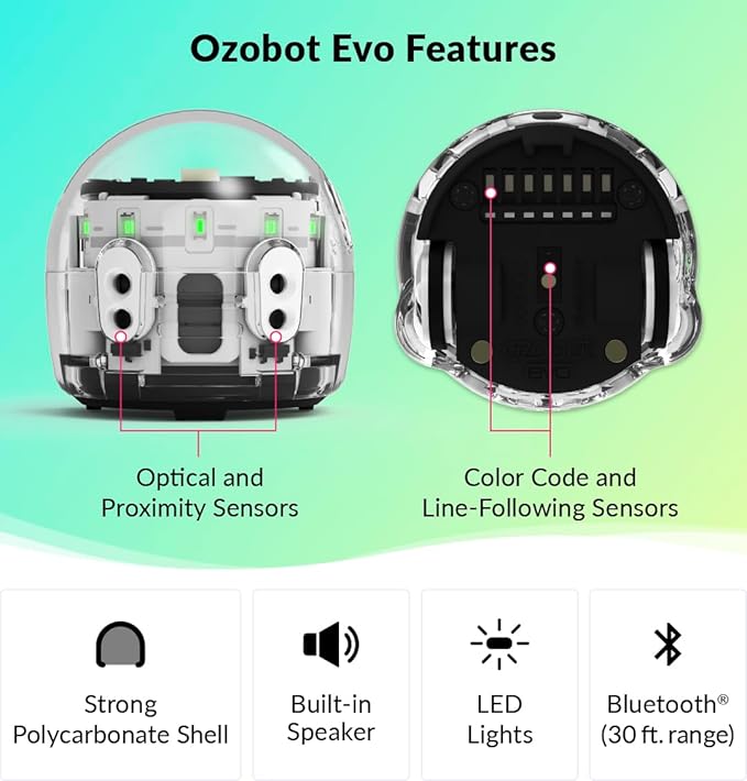Ozobot Evo Classroom Kit (12 Bots): Interactive Coding Robot, Kids Ages 5+, Includes 12 Evo Robots, Color Code Markers, Charging Cradle, Bot Stickers, Access to 700+ STEAM Lessons, Educators & Parents