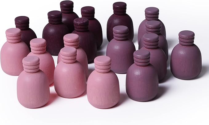 Large Set Full Rainbow Color Style Wooden Loose Parts Sensory Play Toys, Mandala Loose Parts 5 Shapes, 15 Colors, Rainbow Stacker Nesting Toys Parts (90PCS New Shapes)