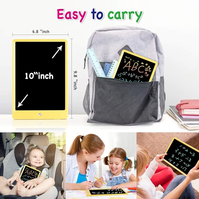 ORSEN LCD Writing Tablet 10 inch, Colorful Doodle Board Drawing Pad for Kids, Toddler Toys for Ages 2-4 5-7 Girls Boys Gifts (Yellow)