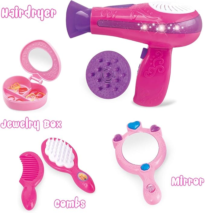 Bettina Vogue Beauty Hair Salon Fashion Pretend Play Set with Hairdryer, Mirror, Styling Accessories