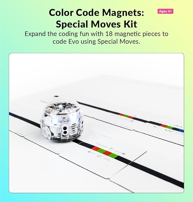 Ozobot Color Code Magnets Special Moves Kit, Interactive Coding Learning Tool for Kids Ages 3+,Enhances Logic & Problem Solving Skills,18 Tiles,Evo & Color Codes Magnets Base Kit Required Not Included