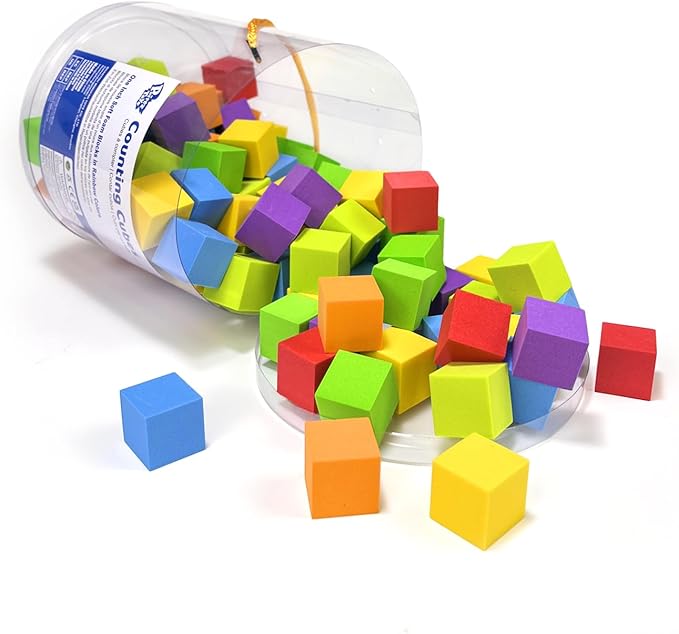 Foam Counting Blocks, 105 Pieces 1 Inch Soft Rainbow Math Counters Cubes, Math Manipulatives Preschool, Classroom Learning Supplies, Stacking Blocks for Kids Ages 3+