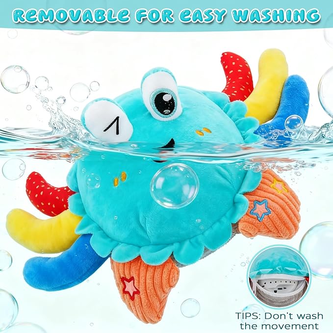 Baby Toys 1 Year Old 12-18 Months, Crawling Crab Baby Plush Toy, Musical Tummy Time Toys, Dancing Moving Bouncing Recording Sensory Toys for 1 2 3 Year Old Boy Girl Gifts