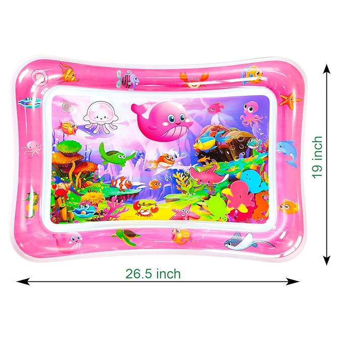 ZHUYNXIR Tummy time Water Play mat, Baby Water Play Mat for Kids and Toddlers Baby Toys for 3 to 24 Months, Strengthen Your Baby's Muscles, Pink 27.5x20 in.