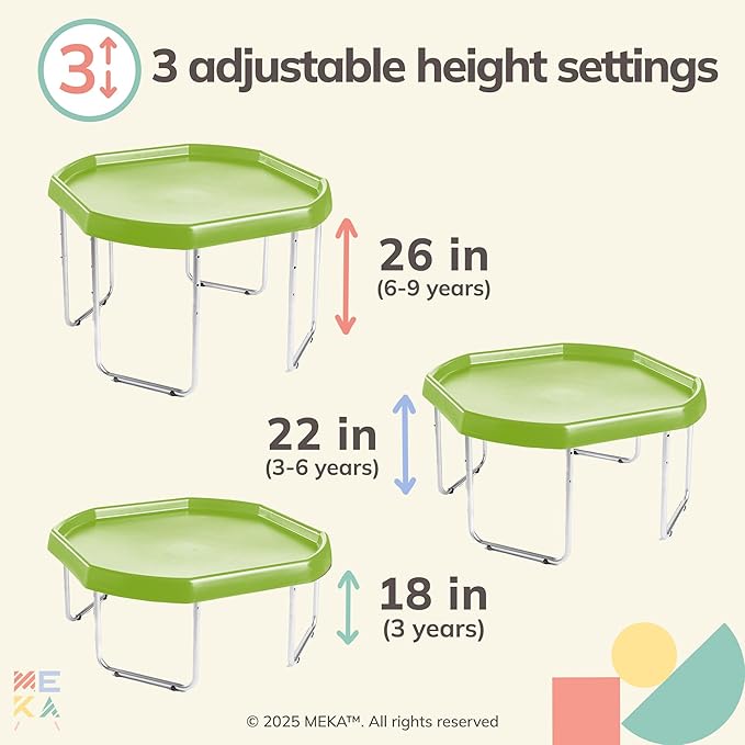 MEKA Large 38"x38" Tuff Tray Set Green, Activity Sensory Tray Plus Stand Children, Outdoor Play Sand and Water Table for Toddlers and Kids, Toy Boys Girls