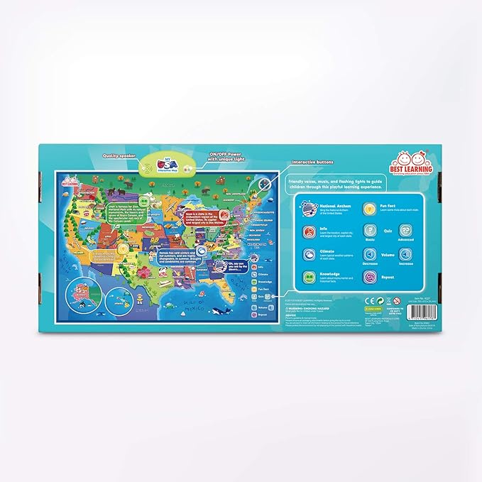 BEST LEARNING i-Poster My USA – Interactive Talking United States Map for Kids Ages 5-12 to Learn States, Capitals & Fun Facts
