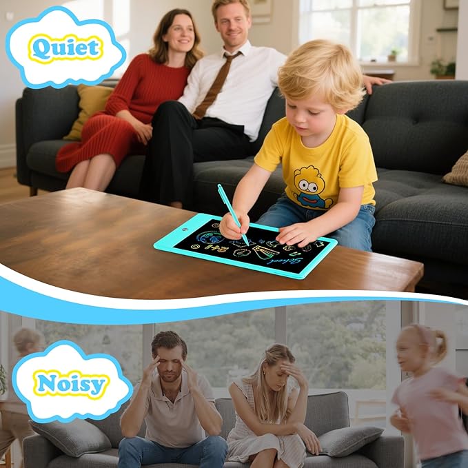 EooCoo LCD Writing Tablet for Kids, Christmas Stocking Stuffers for Toddler, 10 Inch Colorful Doodle Board Drawing Pad, Educational Learning Toys for Toddlers, No Mess Sketch Pads for Travel