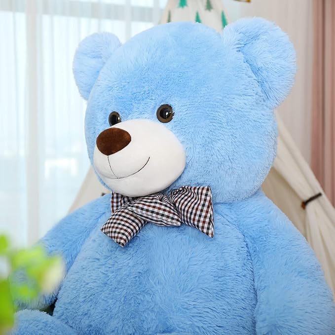 Big Blue Teddy Bear 47 Inch Giant Teddy Bear 4ft Tall, Stuffed Animal for Girls Women Christmas Valentine's Day Large Plush Toy for Kids Baby Shower Party Decorations