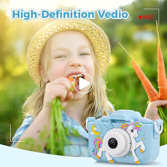 KANAD Kids Camera for 3-12 Year Old Girls, 1080P HD Digital Camera with 32GB SD Card, Shockproof & Easy-to-Use Toys for Camera, Christmas Stuffers Gifts for Kids, Encourage Creativity & Outdoor Play