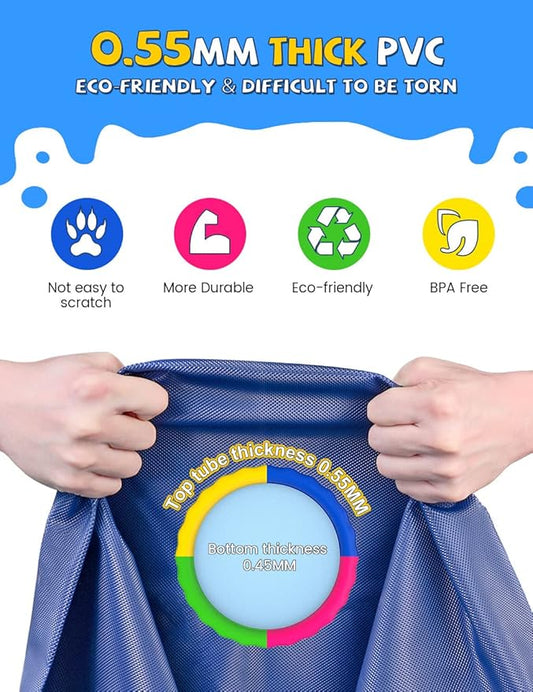 VISTOP Non-Slip Splash Pad for Kids and Dog, Thicken Sprinkler Pool Summer Outdoor Water Toys - Fun Backyard Fountain Play Mat for Baby Girls Boys Children or Pet Dog (67 inch, Red&Yellow&Green&Blue)