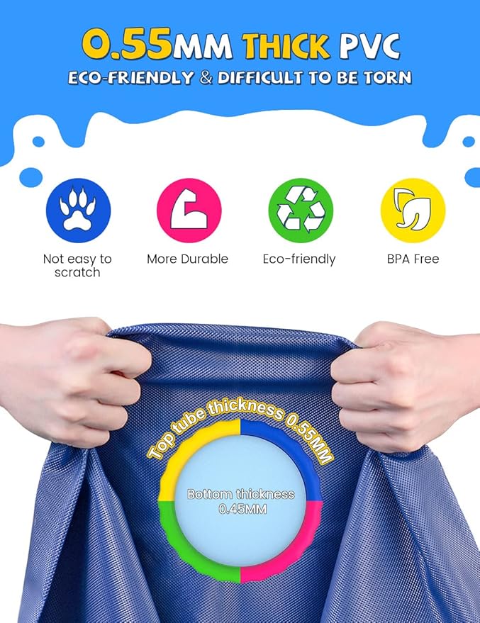 VISTOP Non-Slip Splash Pad for Kids and Dog, Thicken Sprinkler Pool Summer Outdoor Water Toys - Fun Backyard Fountain Play Mat for Baby Girls Boys Children or Pet Dog (97 inch, Red&Yellow&Green&Blue)