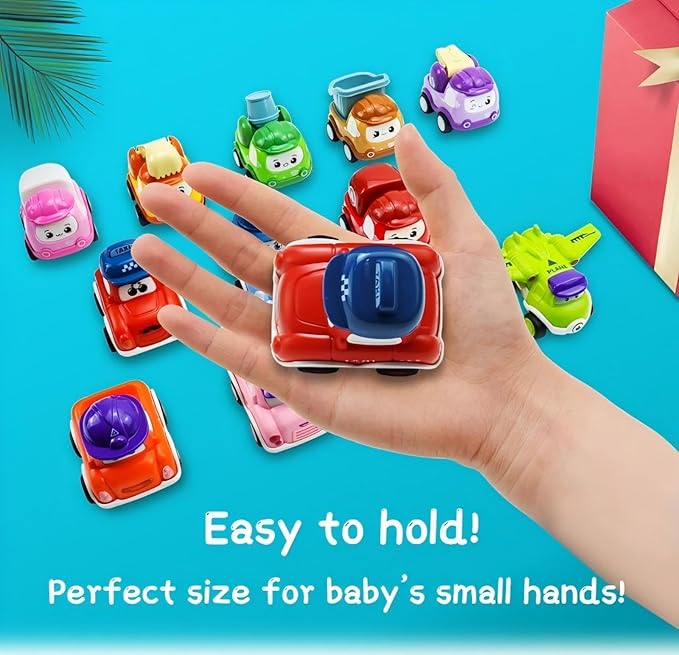 12 Pcs Pull Back Cars Set Toys for 1 2 3 Year Toddlers, Baby Car Toys for 12-18 Months, Construction Vehicle Racing Car Set, Baby Toys for 1 2 Year Old Boy, 1st Birthday Gift for 1 2 3 Year Old Boys