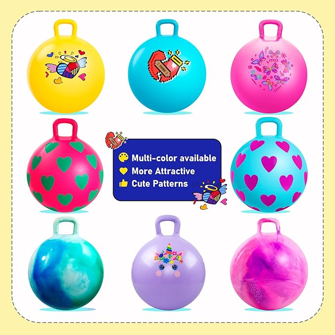 EVERICH TOY Hopper Ball for Kids 4-8, 18In Ride On Bouncy Balls with Handle, Yellow Inflatable Christmas Hopping Toys Gifts for Girls Boys, Indoor Outdoor Active Play Toys