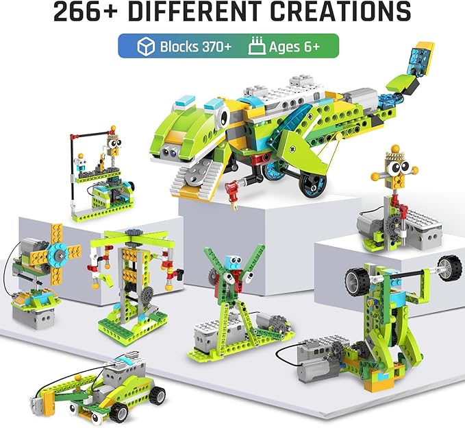 makerzoid Coding Robot Toy for Kids 6+, 100+ in 1 APP Control Robots Building Toys, Programmable Scratch Coding Kit with 23 Video Courses,Birthday Children's Day Gift for Kids (370 Blocks)