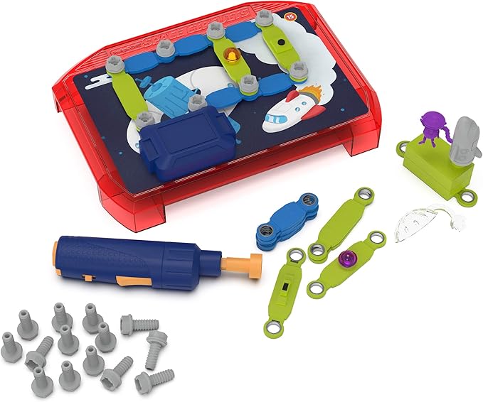 Educational Insights Design & Drill Space Circuits, Beginning Circuit Building Science Kit, STEM Toy, 52 Assorted Pieces with Kid-Friendly Power Drill & 20 Challenges for Kids Boys & Girls, Ages 5+
