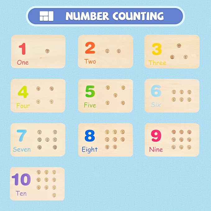 Montessori Wooden Number Blocks and Counting Peg Boards: Educational Math Manipulatives for Toddlers and Kindergarteners Learning Numbers and Math Concepts