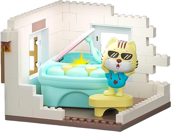 Koko's Cat Town DIY Miniature House Kit,Tiny House Piano Room Building Kits,Purrfect Dollhouse with 247PCS,Gift for Cat Lovers Teens Kids Ages 3+