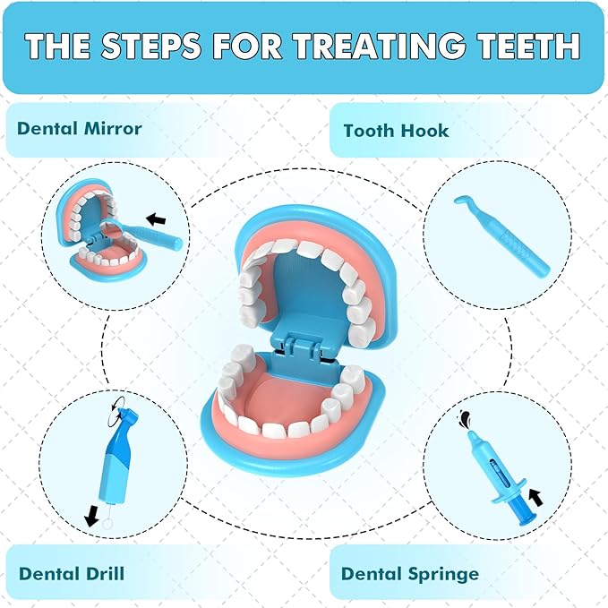 Dentist Play Set for Toddlers 3-5 - Doctor Kit Toy Gifts for 3 4 Year Old Girls, Pretend Play Montessori Toys Teeth and Dental Playset Medical Kits for Boys Kids 2-4 5 6 7 8