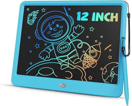 TEKFUN Large Screen 12inch LCD Writing Tablet with Anti-Lost Stylus, Erasable Doodle Board No Mess Drawing Pad, Car Trip Travel Toys for Kids, Birthday Gift for 3 4 5 6 7 Girls Boys