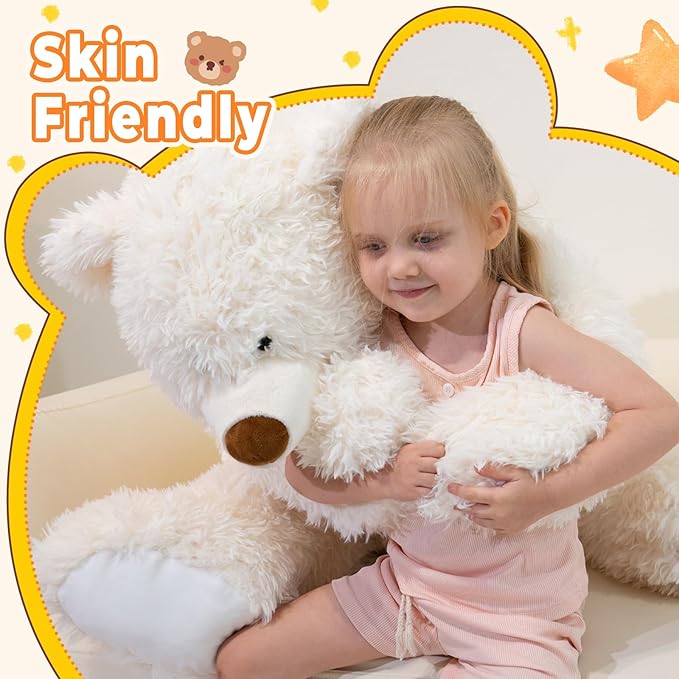 Giant Stuffed Animals Plush 47 inch, Huge Stuffed Bear Plushies, Large Plush Ploar Bear Animal Gift for Kids Boys, Birthday,Valentine,Christmas