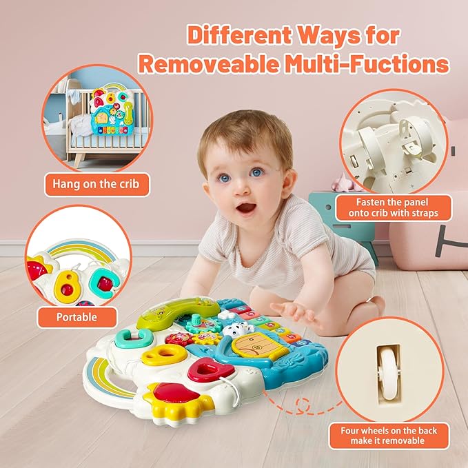 Sit to Stand Baby Walker, Activity Center with Music and Light, Activity Table for Toddlers, Push Toys for Babies Learning to Walk, Early Education Toys for Infant Boys Girls 6 Months Up (Blue)