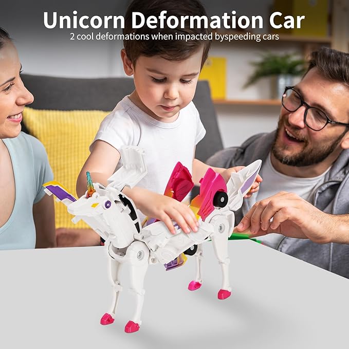 Car Toy transformable Unicorn, Sports car Collision Magic Unicorn, Children's transformable car Robot Suitable for Boys and Girls
