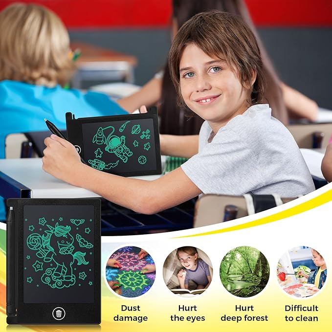 Zhehao 24 Pack LCD Mini Writing Tablet for Kids 4.5 Inch Doodle Board Bulk Erasable Reusable Electronic Drawing Pad Birthday Party Favors Goodie Bag Classroom Gifts(Black)