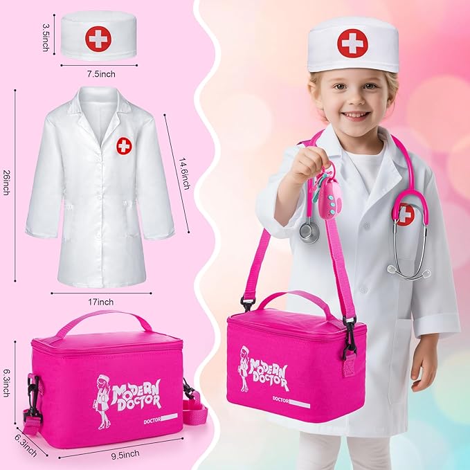 Sundaymot Doctor Kit for Girls, 34 Pcs Pretend Play Doctor Set，Doctor kit for Toddlers 3-5, with Medical Bag, Stethoscope and Other Accessories Doctor Play Gift for Kids Toddlers Role Play