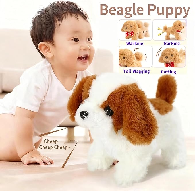 Realistic Robot Puppy, 2026 New Robots Dog, Electronic Interactive Dog - Walking, Barking, Tail Wagging, Creative Companion Puppy for Kids Toddlers (Red Box)