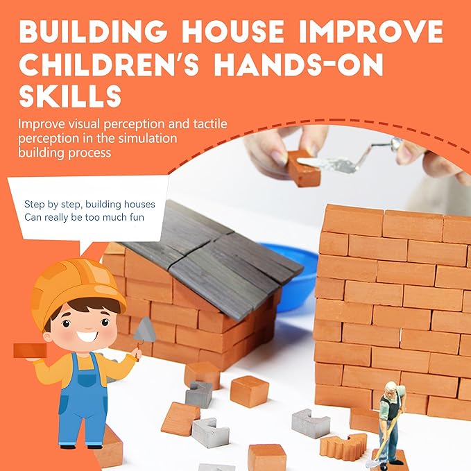 Brick and Mortar Construction Set, DIY House Building Kit for Kids, Realistic Mini Bricks STEM Building Toy, Creative Engineering Toy for Boys and Girls