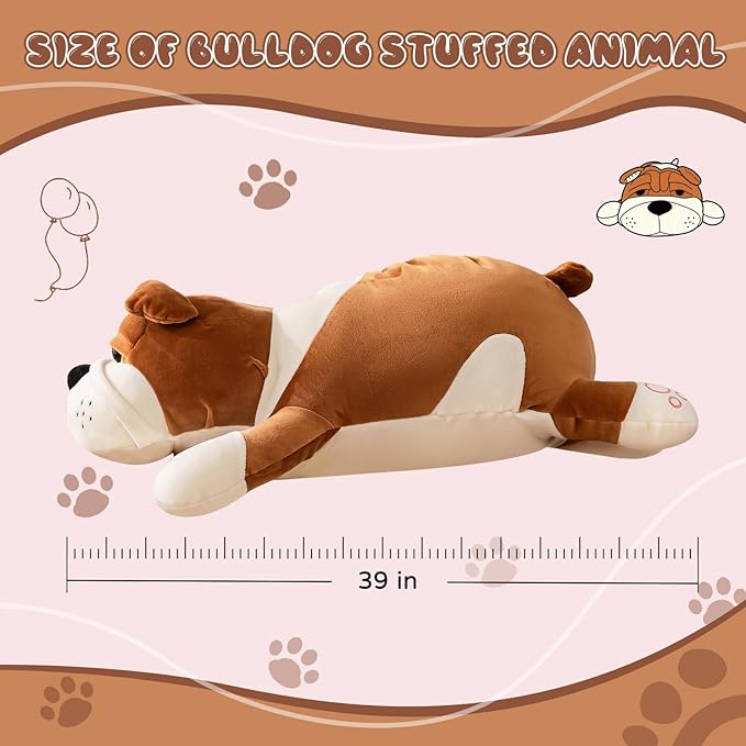 Giant Plush Dog Pillow 39in - Jumbo Stuffed Animal for Adults & Kids,100cm Cute Cartoon Puppy Hugging Pillow,Extra Large Soft Bed Decor Yellow Sleeping Toy