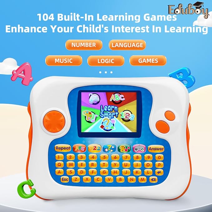Eduboy Kids Tablet,English-Spanish Bilingual Learning Tablet for Kids, Educational Toy with 104 Learning Apps/Games,Support TV Out Function,Great Choice for Preschool Toddlers Babies Early Education