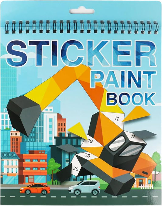 Vehicle Paint by Sticker Book Crafts for Kids Ages 4-8 Sticker by Number Boys and Girls Birthday Gifts Party Favor, Travel Toys Car Stickers for Toddler Learning