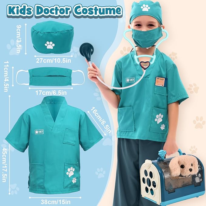 G.C 22Pcs Dog Toys for Kids Doctor Kit, Walking Barking Electronic Interactive Stuffed Dog Vet Kit Costume Pretend Play Puppy Pet Care Veterinarian Playset, Gifts for Kids Girls 3 4 5 6+ Year Old
