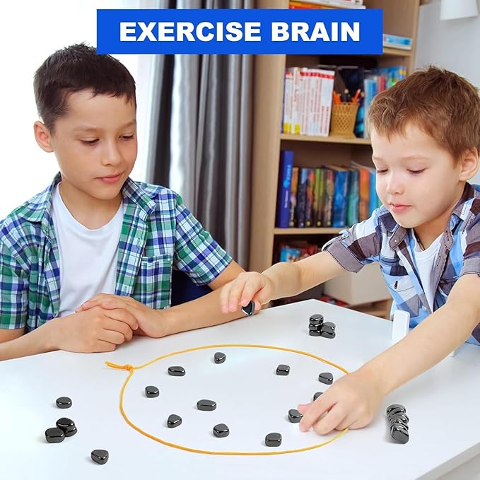 Magnetic Chess Set with 40 Travel-Stones, 3 String & Portable Storage Bag, Strategy Board Game for Family Game Night, Indoor Outdoor Use for Kids Adults (Age 9+)