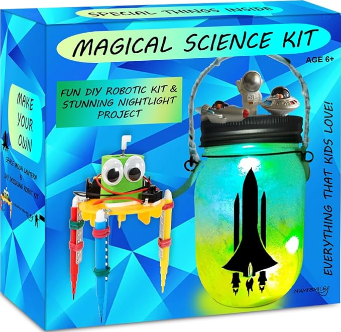 Make Your Own Space Night Light & DIY Robotic Kit, Arts and Crafts for Boys & Girls Ages 5 6 7 8 9 10 11 12 Years Old, Kids Crafts & STEM Projects, Best Birthday Present for Boys