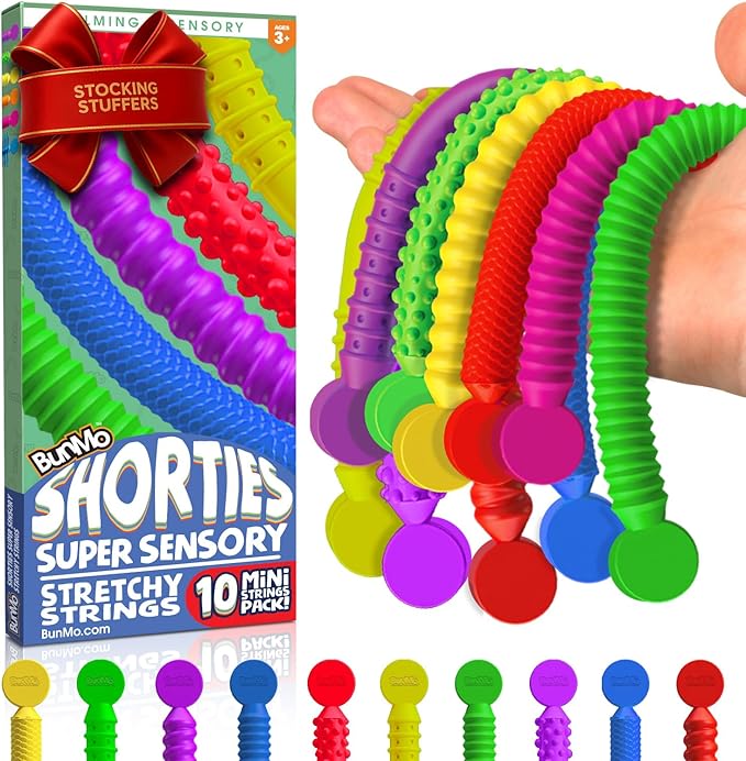 BUNMO Stocking Stuffers for Kids - Stretchy Sensory Strings - Sensory Toys for Kids - Toddler Stocking Stuffers - Hours of Fun - Mini Sensorial - 10 Pack
