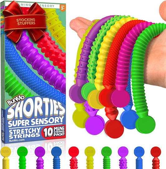 BUNMO Stocking Stuffers for Kids - Stretchy Sensory Strings - Sensory Toys for Kids - Toddler Stocking Stuffers - Hours of Fun - Mini Sensorial - 10 Pack