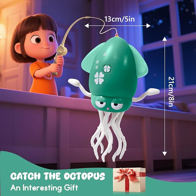 Dancing Octopus Baby Toy - Tummy Time Gift for Babies, Magic Music Dance Light, Infrared Automatic Obstacle Avoidance, Sensor Development Infant Toys Present for Toddler 3-8 Years Old Boy&Girl, Green